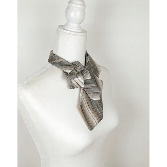 Ogsplosh Women's Retro Ascot Scarf Made From A Vintage Necktie Beige - Picture 2 of 6